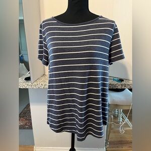 Pink Clover Navy and White Striped Tee Women’s Size S